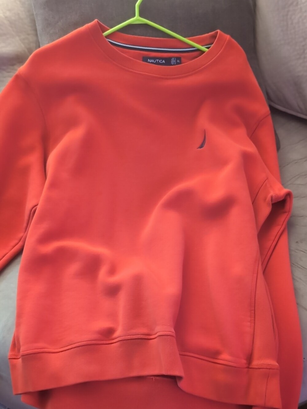 Nautica Bright Orange Crewneck Pullover with Sail Logo